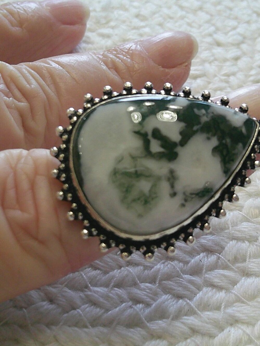 Natural TREE AGATE Handmade Sterling 925 Ring Size 6.25 #732E